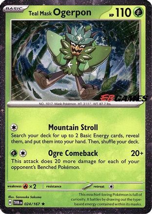 Teal Mask Ogerpon (Cosmos Holo) (EB Games Exclusive) 024/167 - Holofoil Miscellaneous Cards & Products - Rare