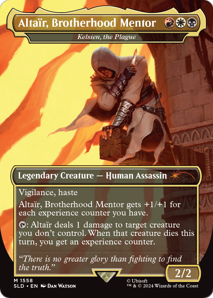 Altair, Brotherhood Mentor - Kelsien, the Plague (SLD-1558) - Secret Lair Drop / Altaïr, Brotherhood Mentor (Borderless) Foil