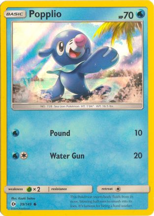 Popplio (39/149) (Water Web Holo) [Sun & Moon: Base Set]
