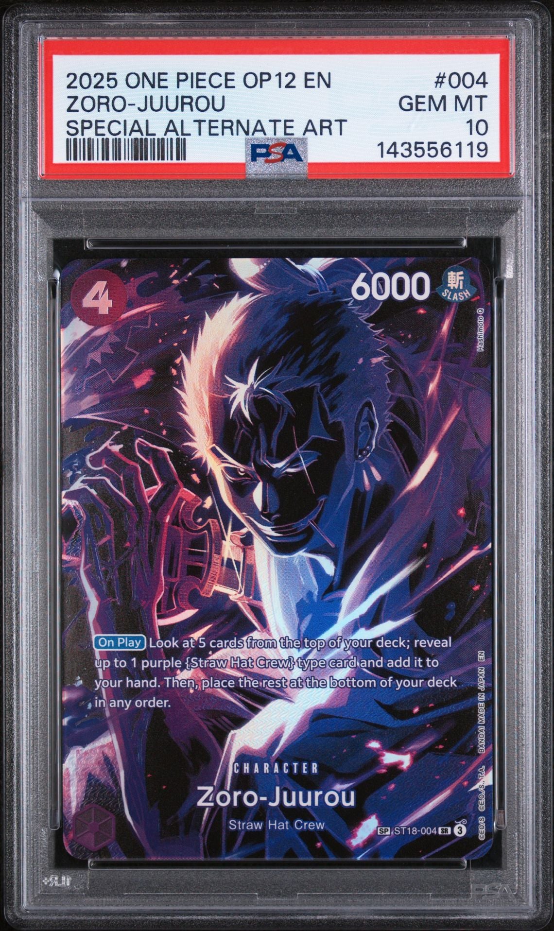 One Piece Op12-Legacy Of The Master Zoro-Juurou PSA 10