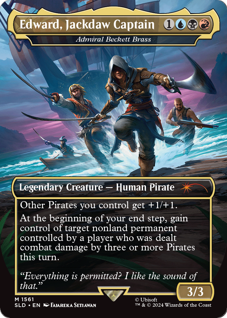 Edward, Jackdaw Captain - Admiral Beckett Brass (SLD-1561) - Secret Lair Drop / Edward, Jackdaw Captain (Borderless) Foil