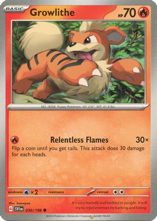 Growlithe 030/198  - Reverse Holofoil SV01 Scarlet & Violet Base Set - Common