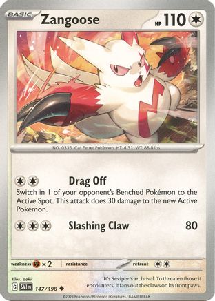 Zangoose 147/198  - Reverse Holofoil SV01 Scarlet & Violet Base Set - Uncommon