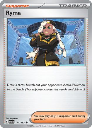 Ryme 194/197  - Reverse Holofoil SV03 Obsidian Flames - Common