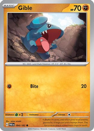 Gible 094/182  - Reverse Holofoil SV04 Paradox Rift - Common