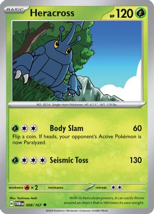 Heracross 008/167  - Reverse Holofoil SV06 Twilight Masquerade - Uncommon