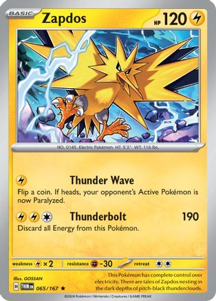 Zapdos 065  - Reverse Holofoil SV06 Twilight Masquerade - Rare