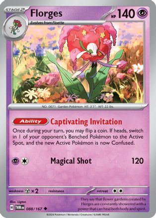 Florges 088/167  - Reverse Holofoil SV06 Twilight Masquerade - Uncommon