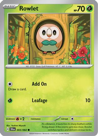 Rowlet 003  - Reverse Holofoil SV Shrouded Fable - Common