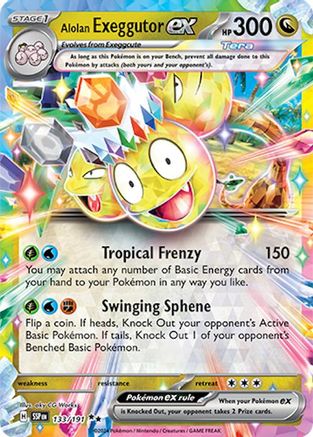 Alolan Exeggutor ex 133/191  - Holofoil SV08 Surging Sparks - Double Rare