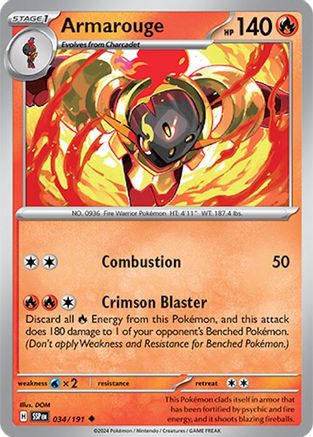 Armarouge 034  - Reverse Holofoil SV08 Surging Sparks - Uncommon