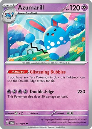 Azumarill 074/191  - Reverse Holofoil SV08 Surging Sparks - Uncommon