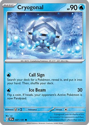 Cryogonal 047  - Reverse Holofoil SV08 Surging Sparks - Common