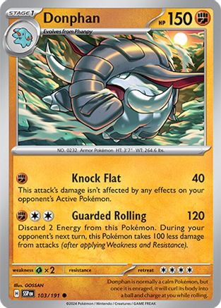 Donphan 103  - Reverse Holofoil SV08 Surging Sparks - Common