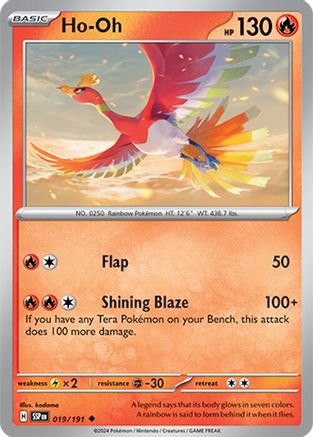 Ho-Oh 019/191  - Reverse Holofoil SV08 Surging Sparks - Uncommon
