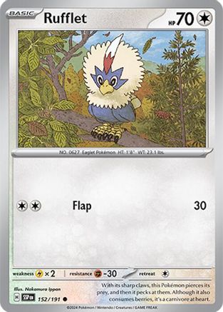 Rufflet 152  - Reverse Holofoil SV08 Surging Sparks - Common
