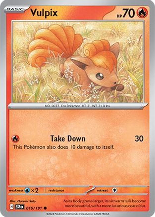 Vulpix 016  - Reverse Holofoil SV08 Surging Sparks - Common
