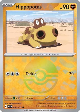 Hippopotas (Poke Ball Pattern) 052  - Holofoil SV Prismatic Evolutions - Common