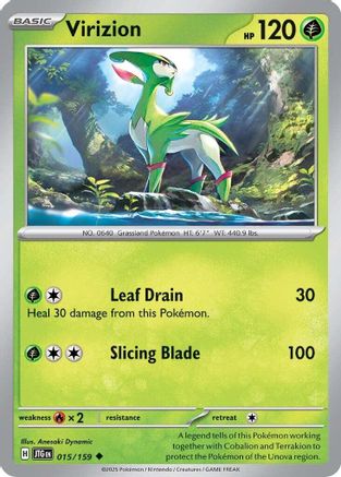 Virizion 015/159  - Reverse Holofoil SV09 Journey Together - Uncommon