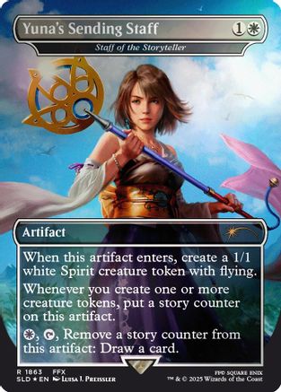 Yuna's Sending Staff - Staff of the Storyteller (Rainbow Foil) [Secret Lair Drop Series]