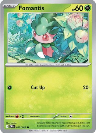Fomantis 013/182  - Reverse Holofoil SV10 Destined Rivals - Common