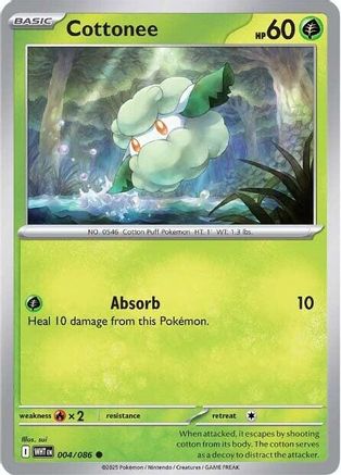 Cottonee 004/086  - Reverse Holofoil SV White Flare - Common