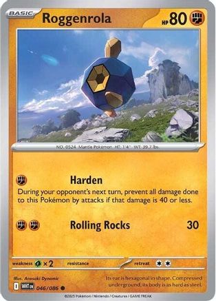 Roggenrola 046/086  - Reverse Holofoil SV White Flare - Common