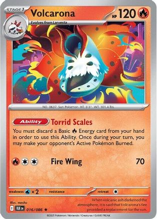 Volcarona 016/086  - Reverse Holofoil SV Black Bolt - Rare