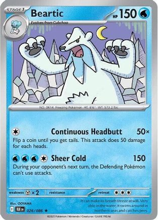Beartic 026/086  - Holofoil SV Black Bolt - Rare