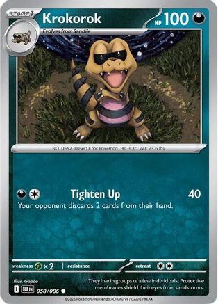 Krokorok 058/086  - Reverse Holofoil SV Black Bolt - Common