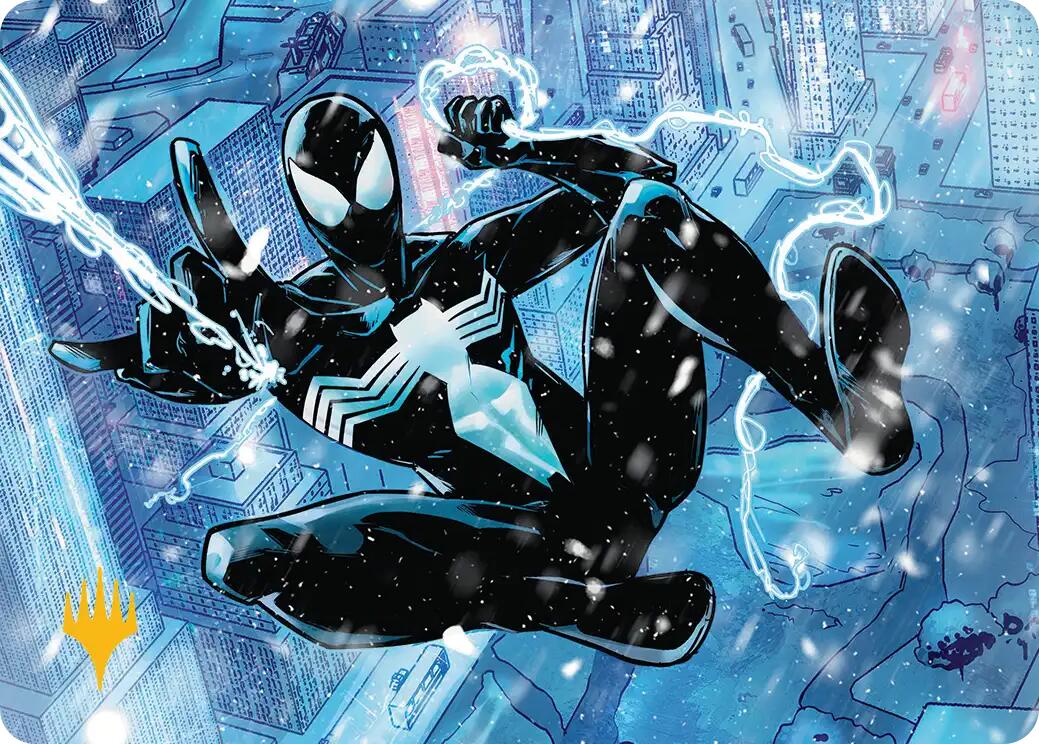 Spectacular Spider-Man (Black) Art Card (Gold-Stamped Planeswalker Symbol) [Marvel's Spider-Man Art Series]