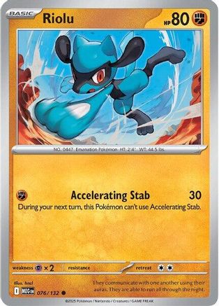 Riolu 076/132  - Reverse Holofoil ME01 Mega Evolution - Common