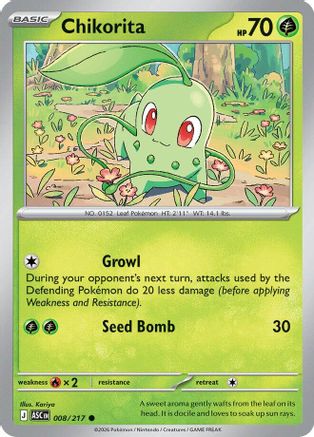 Chikorita 008/217  - Reverse Holofoil ME Ascended Heroes - Common