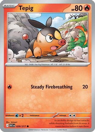 Tepig 029/217  - Reverse Holofoil ME Ascended Heroes - Common