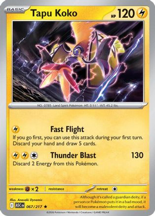 Tapu Koko 067/217  - Holofoil ME Ascended Heroes - Rare
