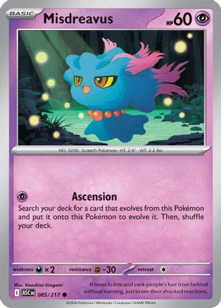 Misdreavus 085/217  - Reverse Holofoil ME Ascended Heroes - Common