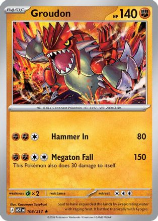 Groudon 108/217  - Reverse Holofoil ME Ascended Heroes - Rare