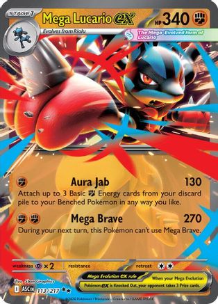 Mega Lucario ex 113/217  - Holofoil ME Ascended Heroes - Double Rare