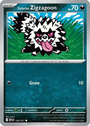 Galarian Zigzagoon 130/217  - Reverse Holofoil ME Ascended Heroes - Common