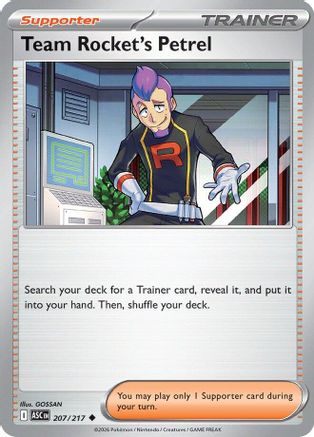 Team Rocket's Petrel 207/217  - Reverse Holofoil ME Ascended Heroes - Uncommon