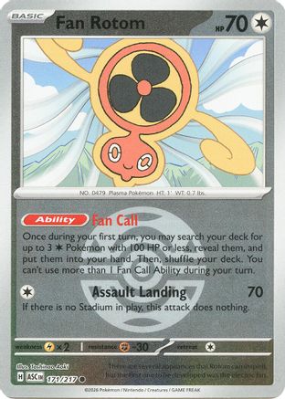 Fan Rotom (171/217) (Dusk Ball) [Mega Evolution: Ascended Heroes]