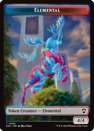 Elemental (0020) // Treasure Double-Sided Token [Secrets of Strixhaven Commander Tokens]
