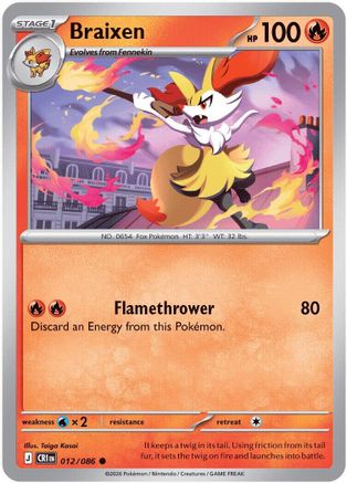 Braixen 012/086  - Reverse Holofoil ME04 Chaos Rising - Common