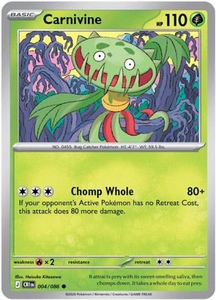 Carnivine 004/086  - Reverse Holofoil ME04 Chaos Rising - Common