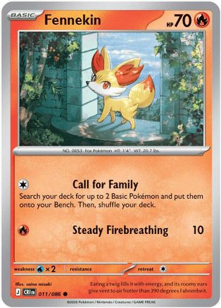 Fennekin 011/086  - Reverse Holofoil ME04 Chaos Rising - Common