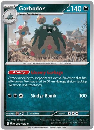 Garbodor 057/086  - Reverse Holofoil ME04 Chaos Rising - Uncommon
