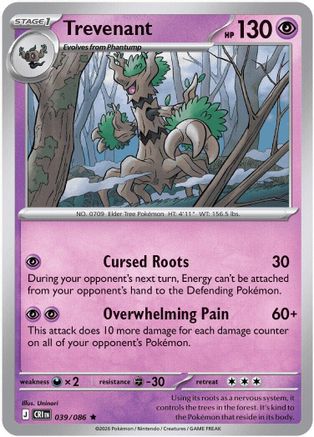 Trevenant 039/086  - Reverse Holofoil ME04 Chaos Rising - Rare