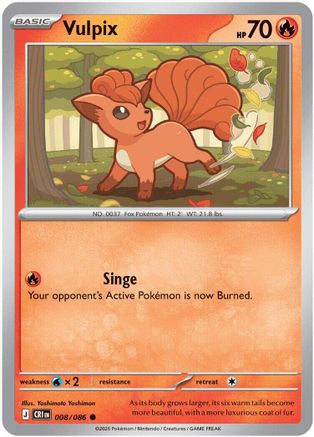 Vulpix 008/086  - Reverse Holofoil ME04 Chaos Rising - Common