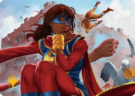 Ms. Marvel, Kamala Khan Art Card (Gold-Stamped Planeswalker Symbol) (AAMSH-005) - Art Series: Marvel Super Heroes