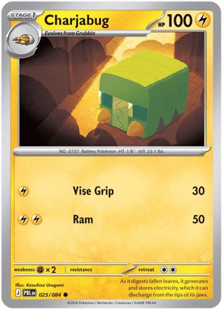 Charjabug 025/084  - Reverse Holofoil ME05 Pitch Black - Common